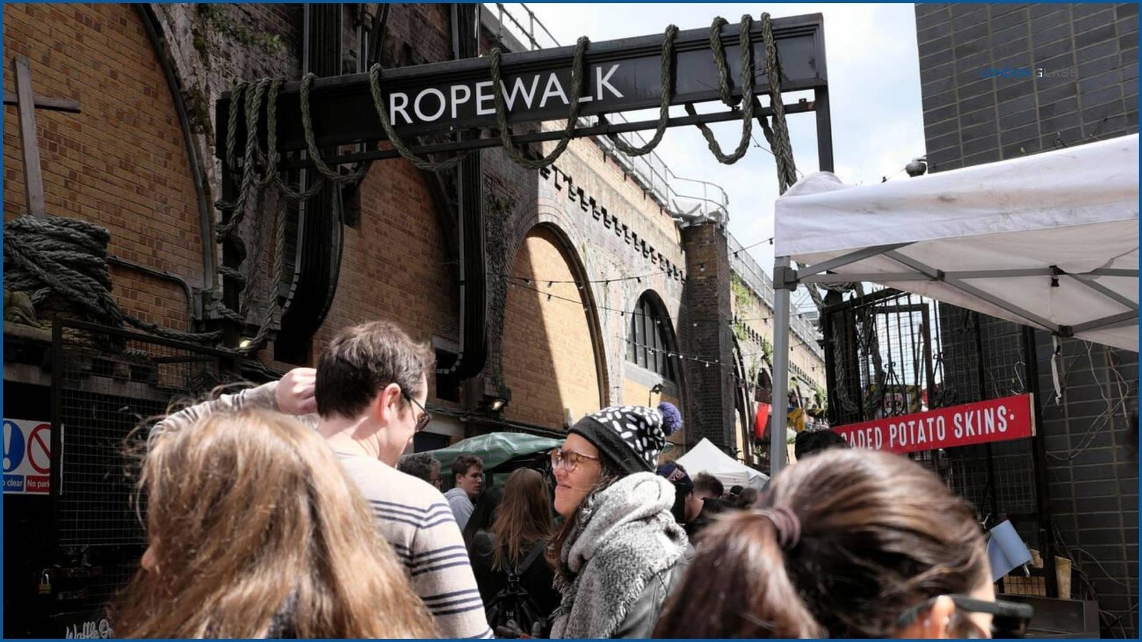 Ropewalk with bustling crowd at Maltby Street Market