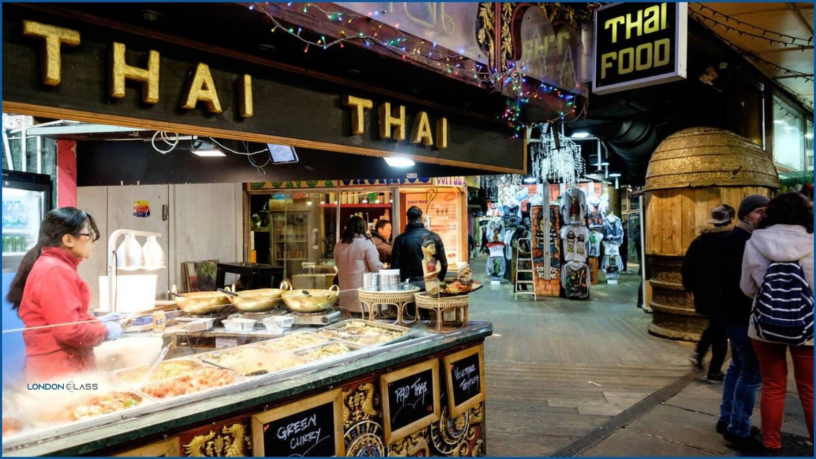 Thai food stall at Camden Market, London.