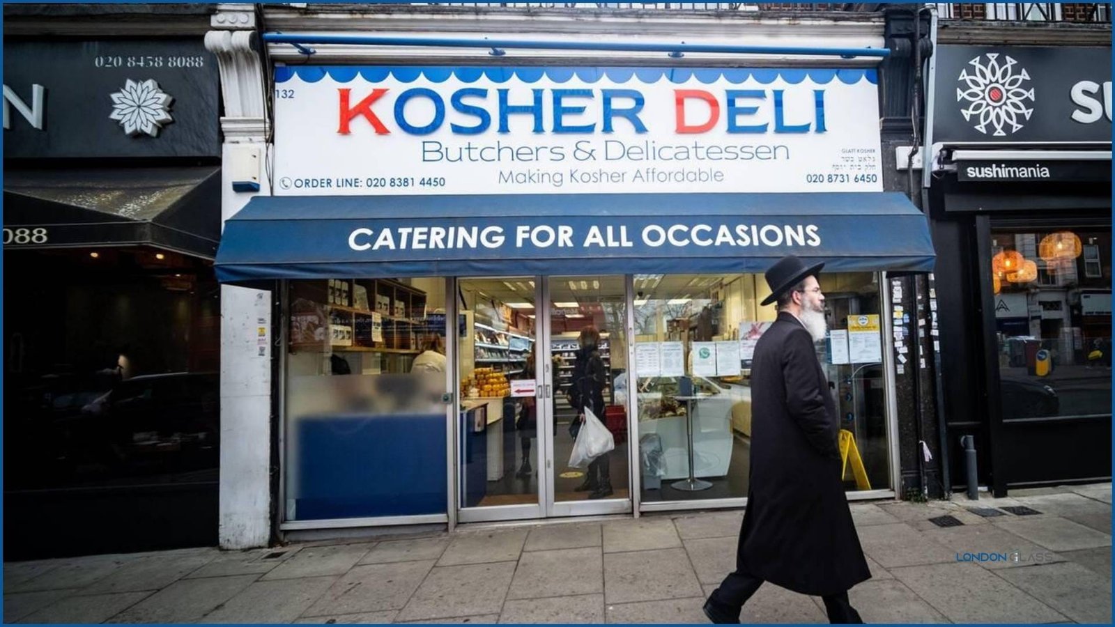 Kosher Deli storefront in Stamford Hill, London