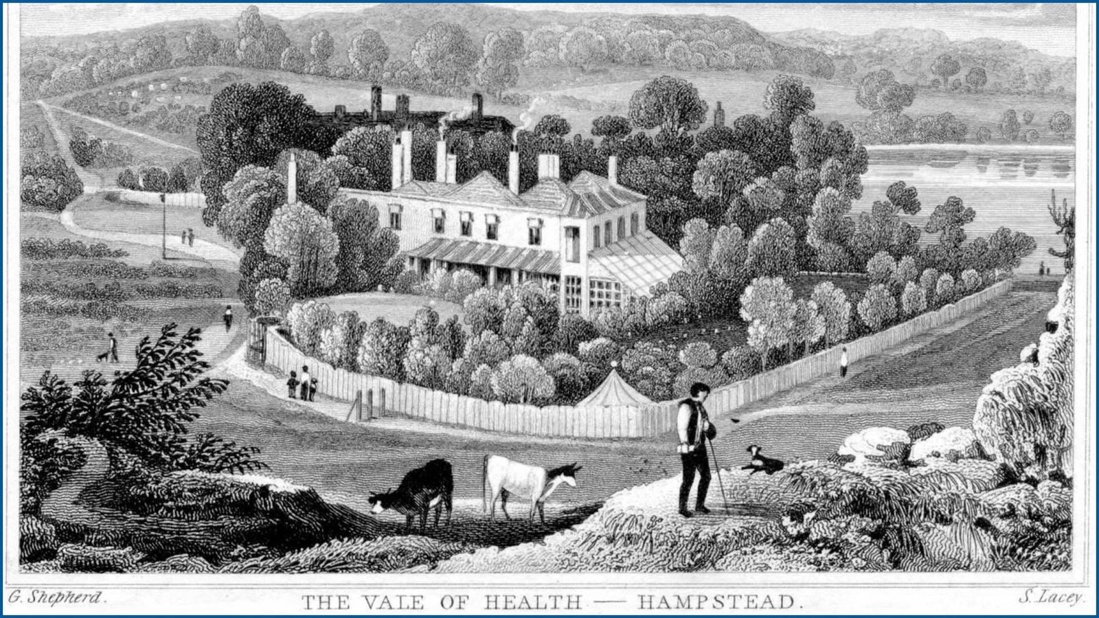 Historical drawing of the Vale of Health in Hampstead from the 19th century