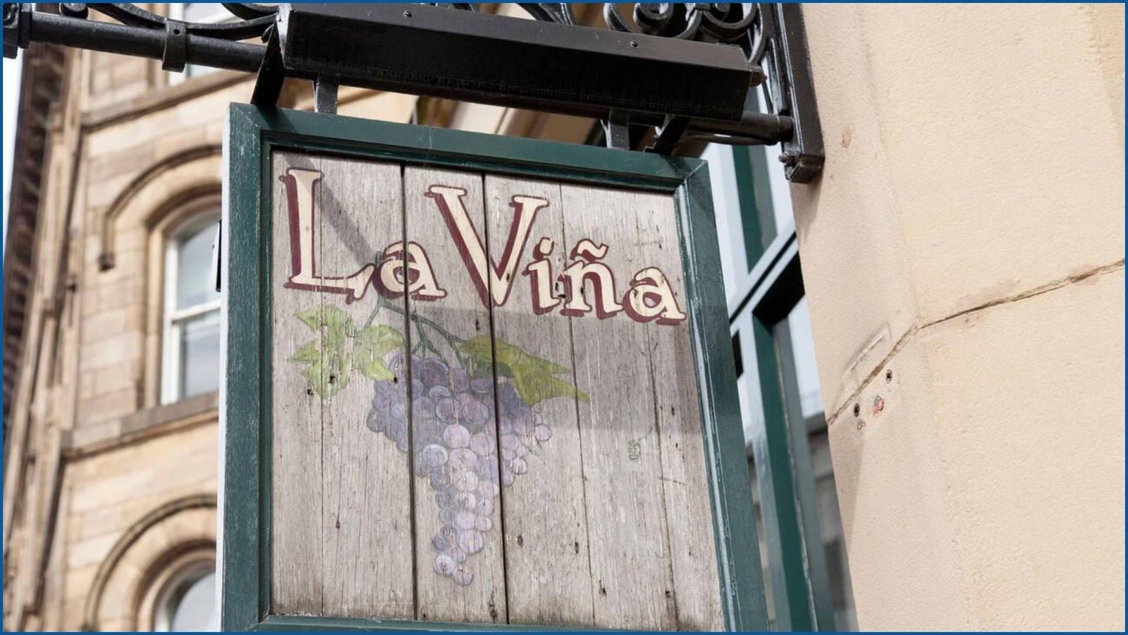 La Viña restaurant signboard with rustic design